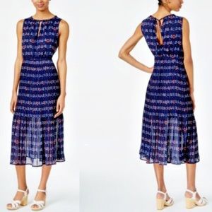 Maison Jules | Navy Pleated Keyhole Anchor Dress